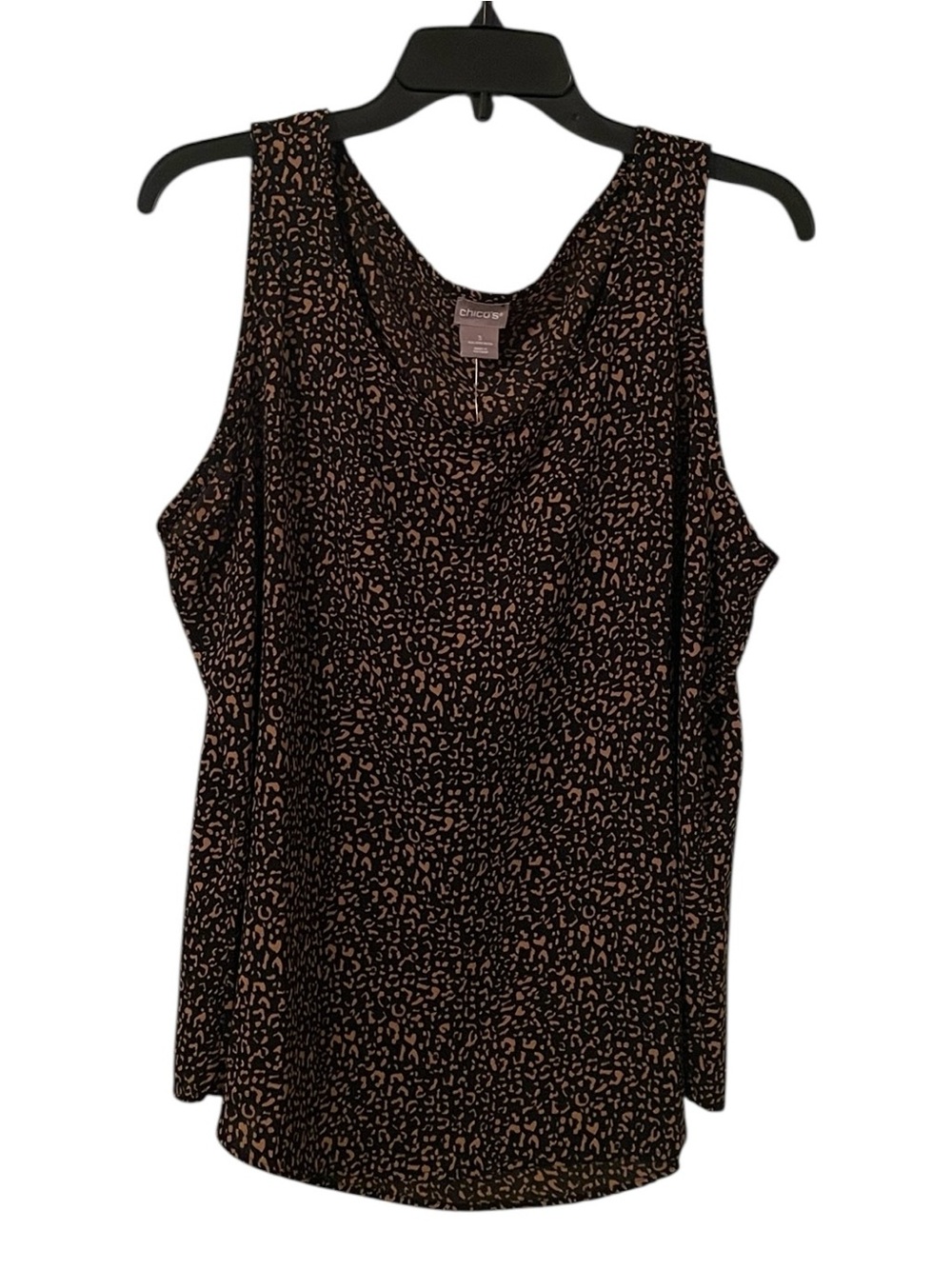 Chico’s Women’s Brown Black Cheetah Animal Print Scoop Tank Top Size 3 (XL/16)
